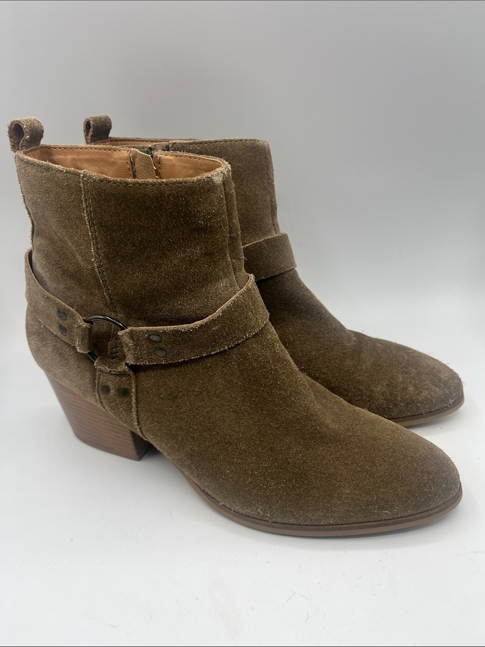 Crevo Tan Suede Ankle Bootie with Western Harness